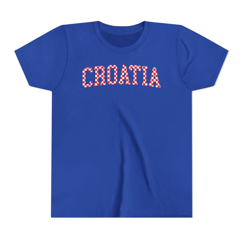 Croatia Checkers Kids Shirt, Croatian Red White Checks Soccer Tee, Hrvatska Djeca Nogomet Majica True Royal