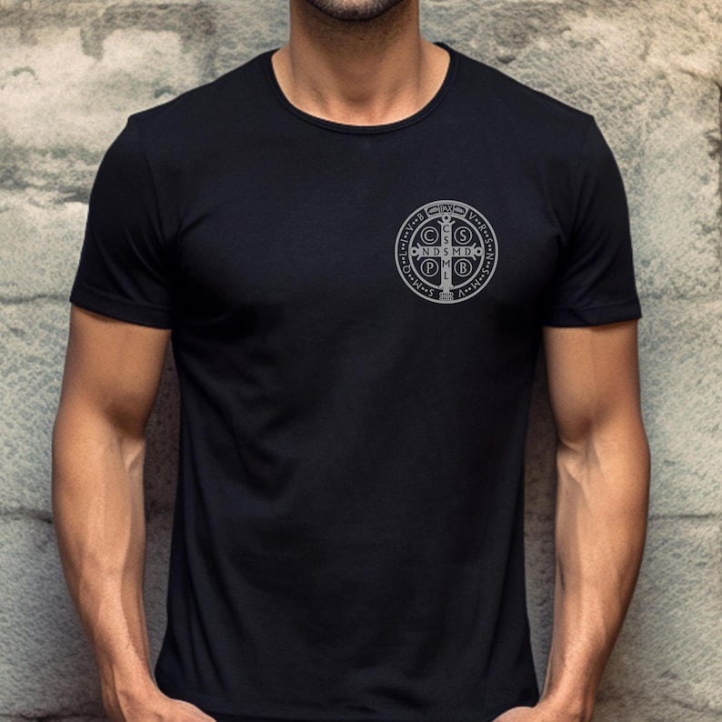Saint Benedict Coin Shirt, Sveti Benedikt Medal T-Shirt, Medaljica Svetog Benedikta Majica image 4