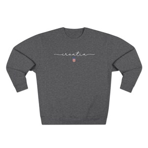 Croatia Sweatshirt, Croatian Sweater Gift Clothes, Hrvatski Nogomet Croatia Cup, Euro Soccer Gear, Hrvatska Zastava Dzemper Duks Poklon Charcoal Heather