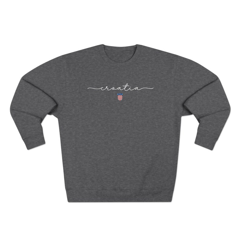 Croatia Sweatshirt, Croatian Sweater Gift Clothes, Hrvatski Nogomet Croatia Cup, Euro Soccer Gear, Hrvatska Zastava Dzemper Duks Poklon Charcoal Heather