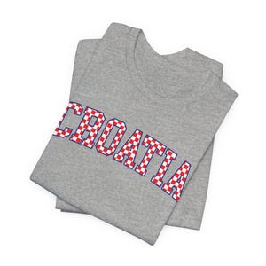 Croatia Checkers Shirt, Croatian Red and White Checks Soccer Tee, Hrvatska Nogomet Majica Athletic Heather