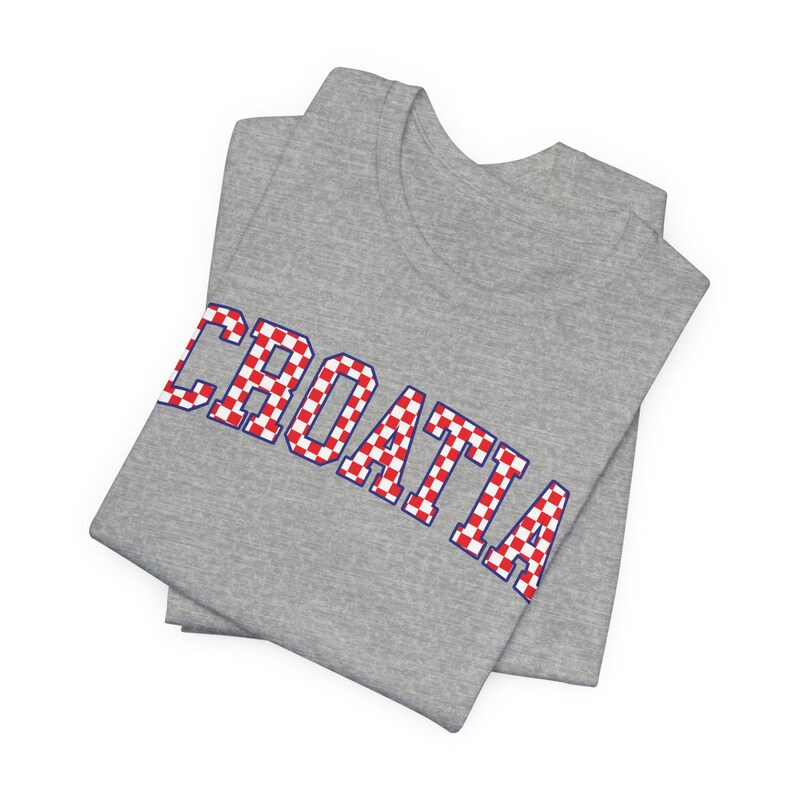 Croatia Checkers Shirt, Croatian Red and White Checks Soccer Tee, Hrvatska Nogomet Majica Athletic Heather