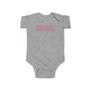 Croatia Checkers Baby Bodysuit, Croatian Red and White Checks Soccer Shirt, Hrvatska Beba Nogomet Majica Heather