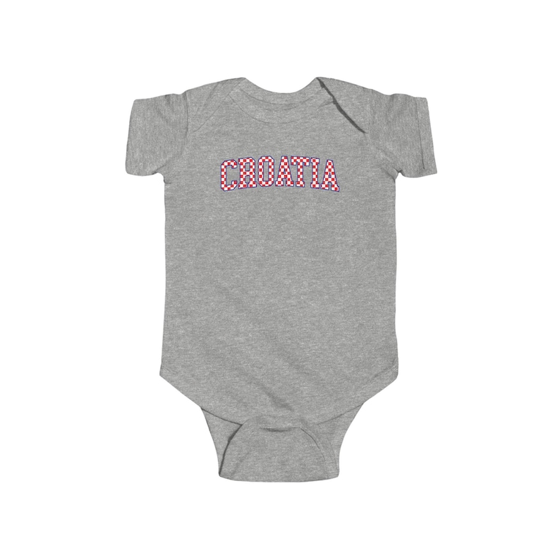 Croatia Checkers Baby Bodysuit, Croatian Red and White Checks Soccer Shirt, Hrvatska Beba Nogomet Majica Heather