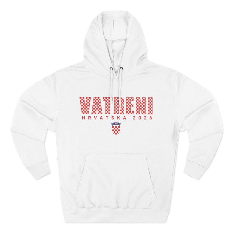 2026 Hrvatska Vatreni Hoodie, Republika Hrvatska Džemper, Croatian Soccer Fan Sweatshirt, Croatia World Football Clothes White