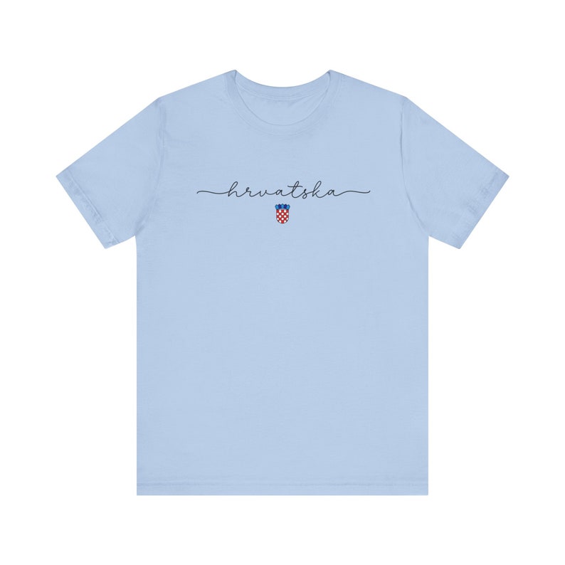 Hrvatska Shirt, Croatian Shield T-shirt, Hrvatski Nogomet Majica, Croatia Flag Gift, Euro Soccer Teams Tee, Croatia Football Cup Gear Baby Blue