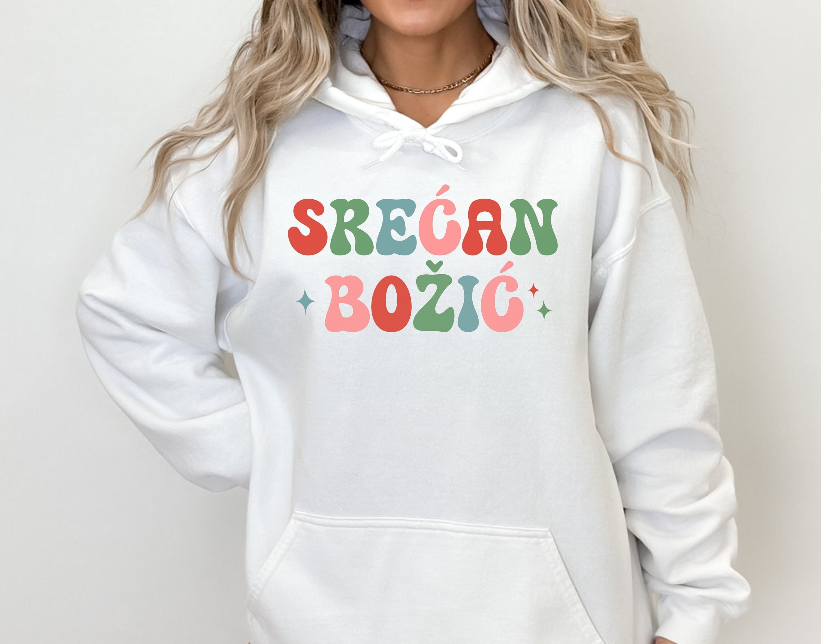 Srpski Srecan Bozic Dzemper, Retro Serbia Christmas Hoodie Present 
