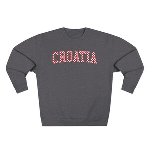 Croatia Checkers Sweatshirt, Croatian Red and White Checks Soccer Outfit, Hrvatska Nogomet Džemper Charcoal Heather