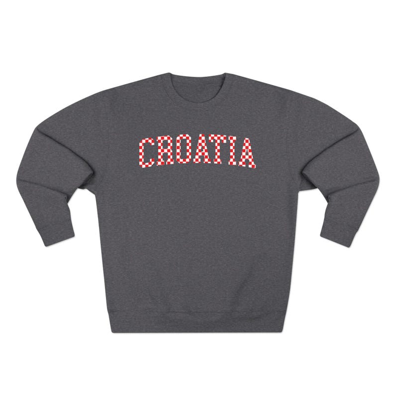 Croatia Checkers Sweatshirt, Croatian Red and White Checks Soccer Outfit, Hrvatska Nogomet Džemper Charcoal Heather