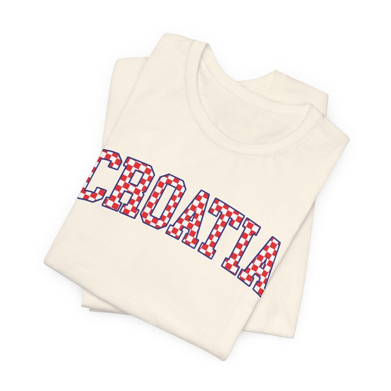 Croatia Checkers Shirt, Croatian Red and White Checks Soccer Tee, Hrvatska Nogomet Majica Natural