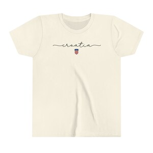 Croatia Kids Shirt, Croatian Soccer Cup Shirt, Europe Football Teams, Hrvatska Nogomet Majica, Zastava Hrvatski Grb Football Tee Natural