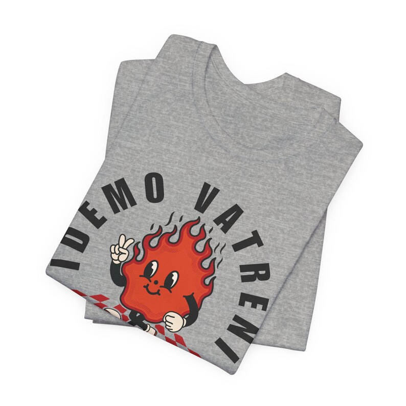 Camiseta Idemo Vatreni Cartoon Fire, camiseta Croacia Soccer 2026, Hrvatska Nogomet Majica Athletic Heather