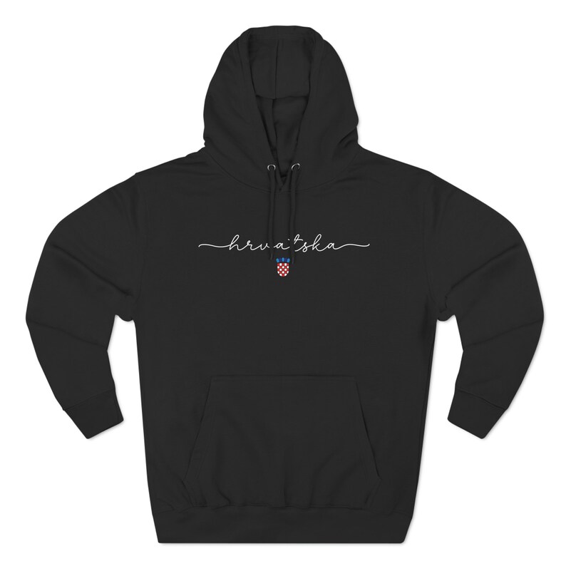 Hrvatska Hoodie, Croatia Sweatshirt, Croatian Soccer Clothes Hrvatski Nogomet Odjeca Hrvat Hrvatica Rodjendan Poklon Croat Heritage Festival Black