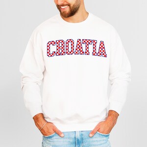 Croatia Checkers Sweatshirt, Croatian Red and White Checks Soccer Outfit, Hrvatska Nogomet Džemper bild 6