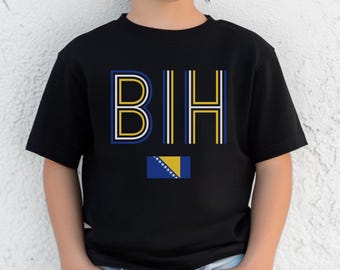 BIH Bosnia y Herzegovina Bandera Camisa para niños, Niños Niñas Bandera Bosnia Camiseta Regalo, Bosanska Zastava Djeca Fudbal Majica, Bosna i Hercegovina