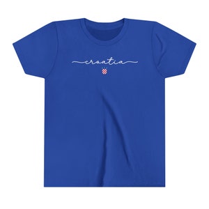 Croatia Kids Shirt, Croatian Soccer Cup Shirt, Europe Football Teams, Hrvatska Nogomet Majica, Zastava Hrvatski Grb Football Tee True Royal