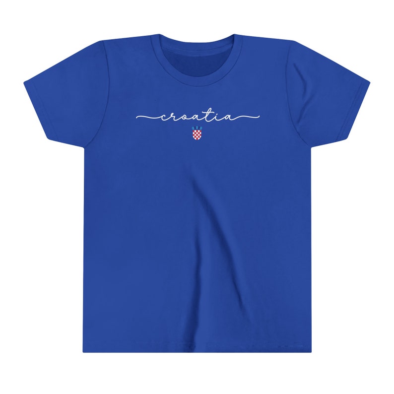 Croatia Kids Shirt, Croatian Soccer Cup Shirt, Europe Football Teams, Hrvatska Nogomet Majica, Zastava Hrvatski Grb Football Tee True Royal
