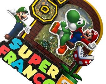 Super Mario Bros shaker Cake Topper with lights