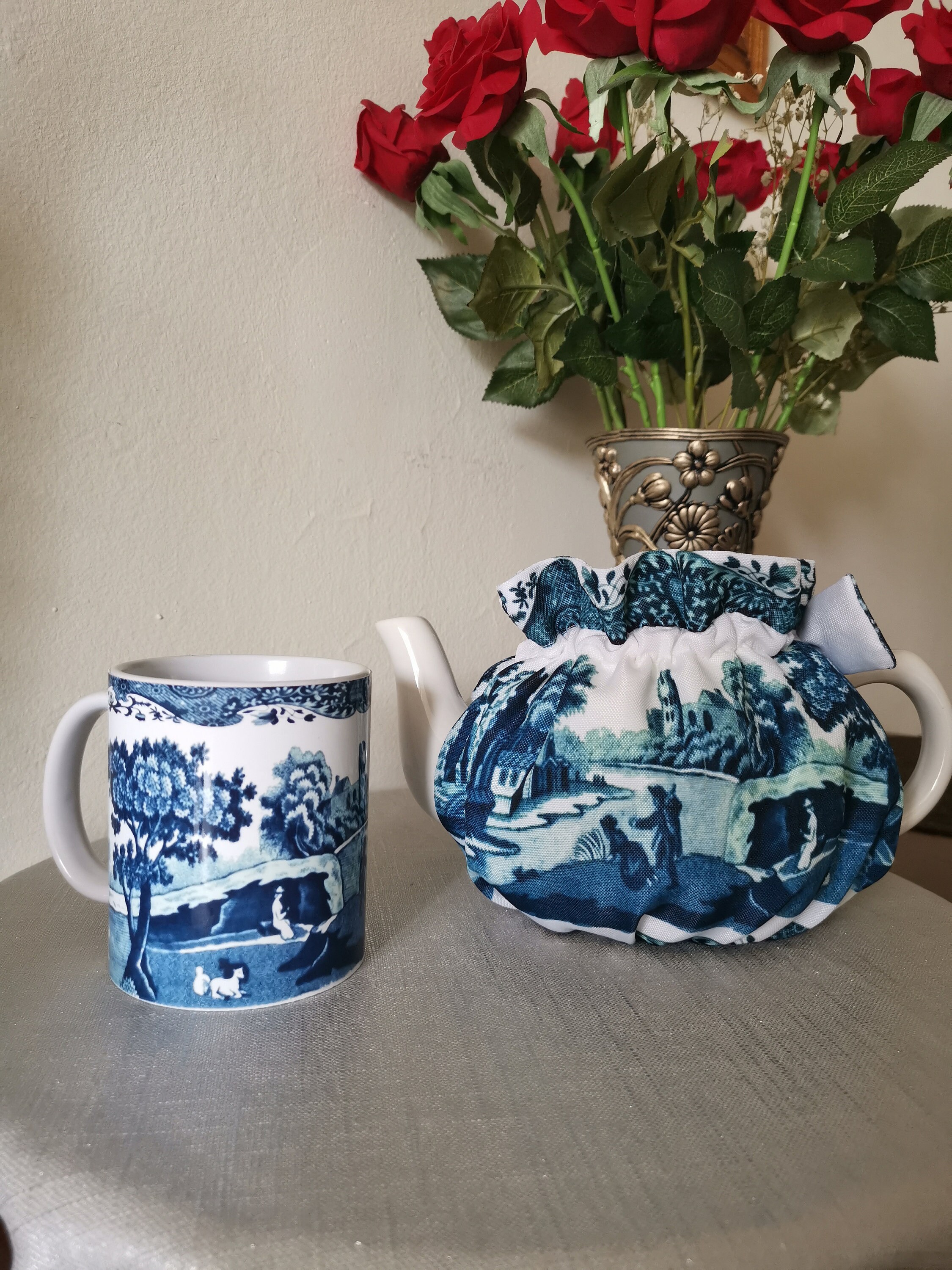 Spode Blue Italian Tea Cosy, Fitted, Handmade, Country Style for Teapot