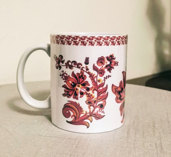 Coffee,Tea"Red Flowers Patterns" Mug,12 oz.