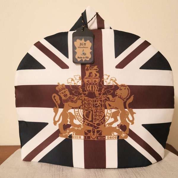 Large Royal Coat of Arms of Great Britain Tea Cosy, Handmade, Country Style Tea Cozies for Teapot Keep Warm Double Insulated Kettle Cover.