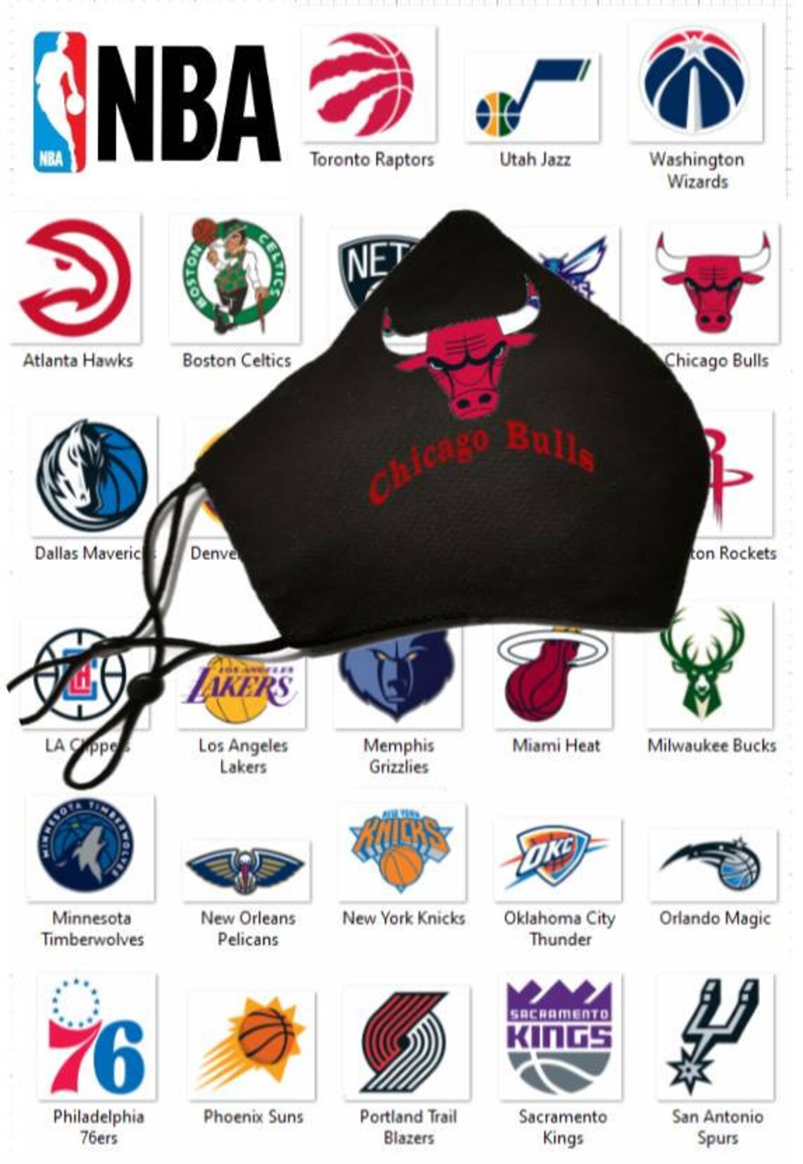 NBA Teams Face Mask. Reusable Washable Breathable. With Etsy