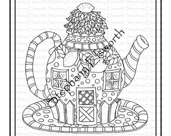 Disegno di Lemon Teapot Fairy House 8 1/2 x 11 Stampabile da colorare