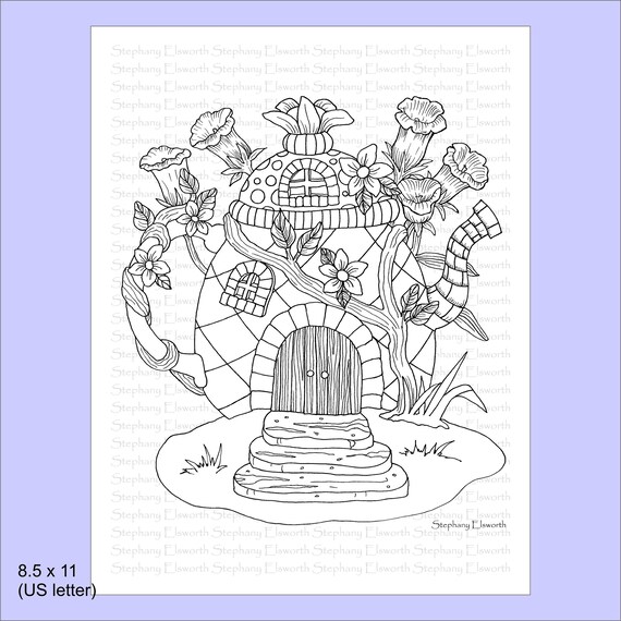 Coffee Pot Fairy House JPG Printable Instant Download Coloring Etsy