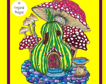 Libro da colorare con download istantaneo PDF Case delle fate