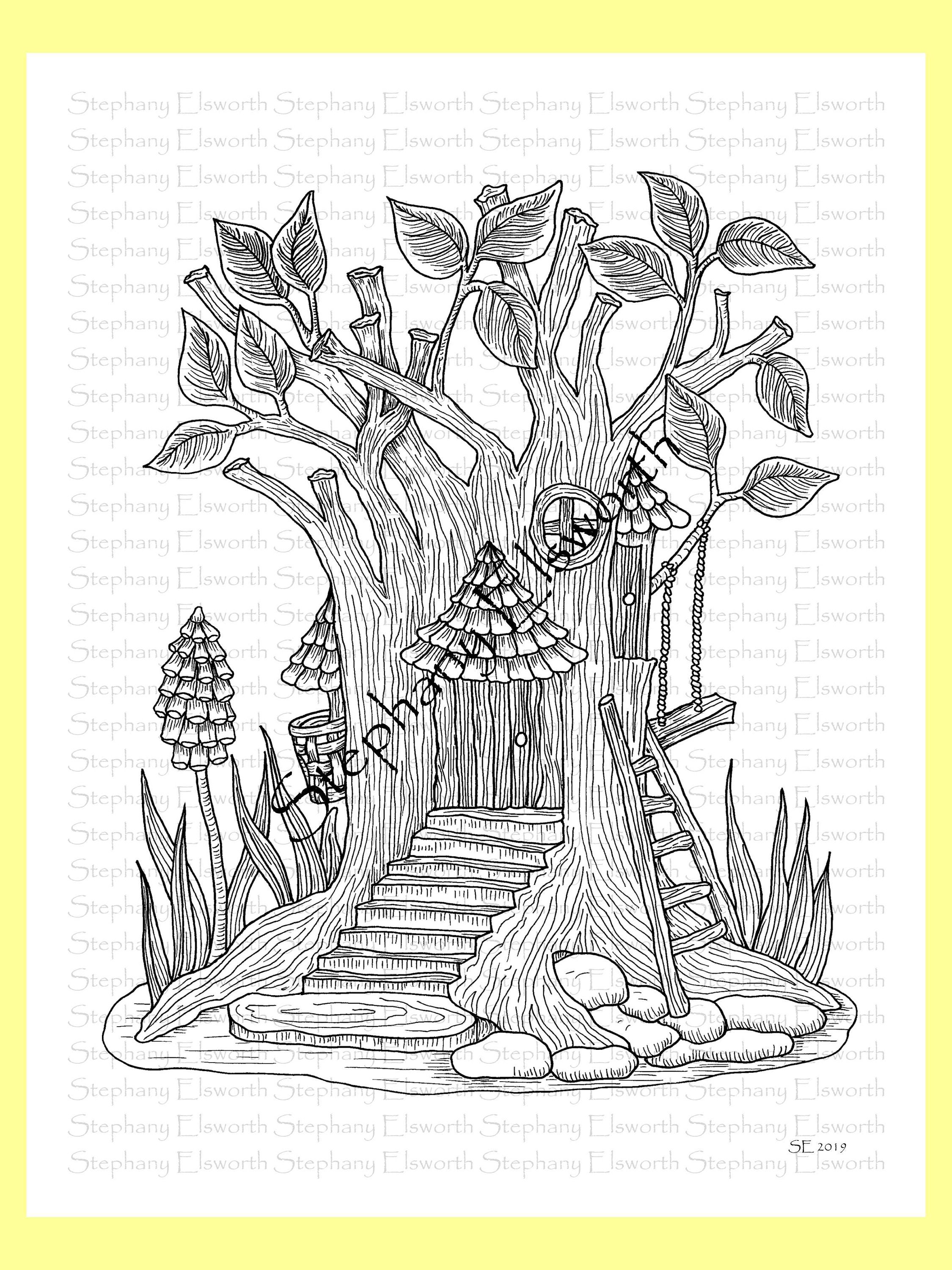 tree trunk coloring page