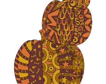 Página para colorir com pilha de abóboras, tamanho carta/A4, para imprimir e baixar instantaneamente.