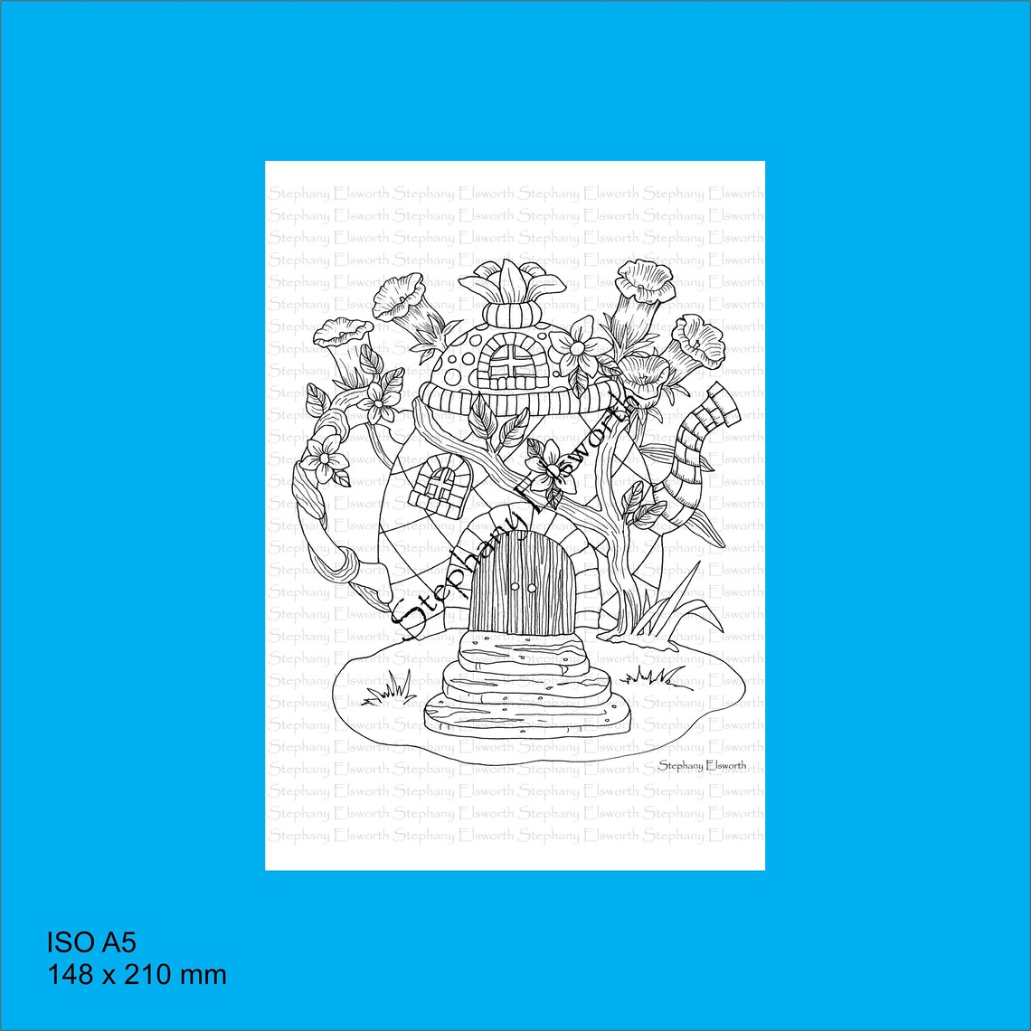 Coffee Pot Fairy House JPG Printable Instant Download Coloring Page Etsy