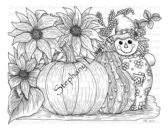 Pumpkin and Scarecrow Set of Three 8 1/2 x 11 Printable