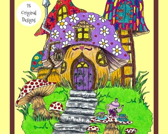 Libro da colorare di Faerie Houses II PDF con download istantaneo