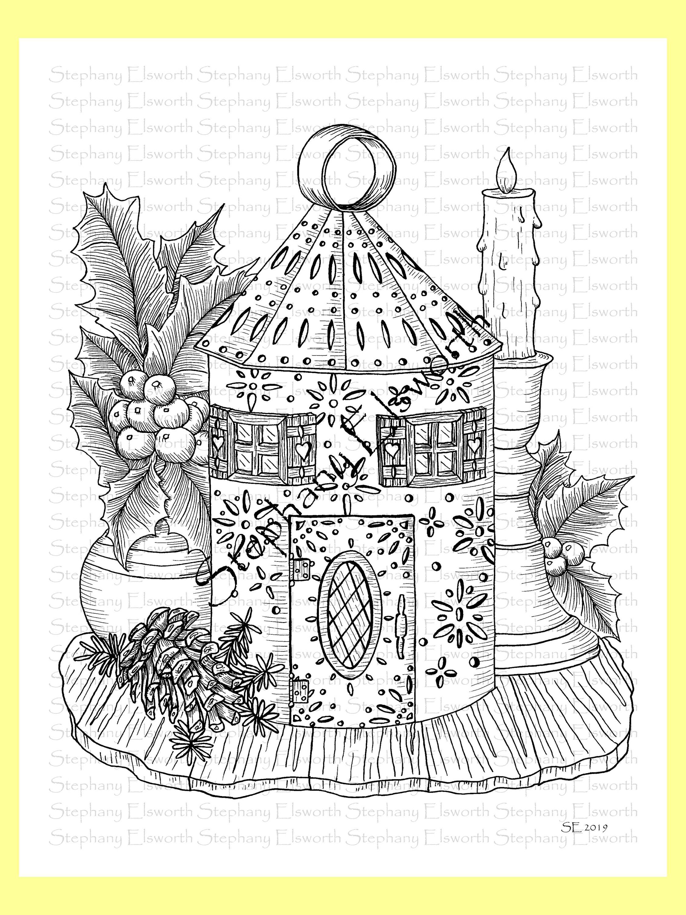 faerie houses ii set 3 pdf printable coloring pages 11 15 etsy