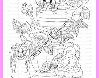 Ratos no País das Maravilhas 8 1/2 x 11 Página para colorir para impressão com download instantâneo