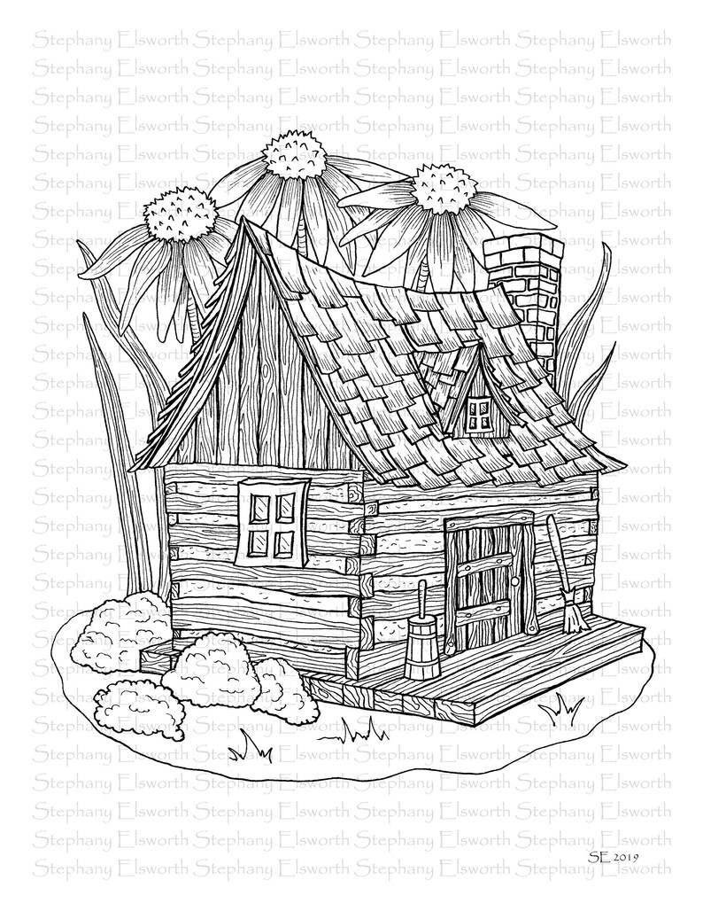 Download Faerie Houses II Set 4 PDF Printable Coloring Pages 16-20 | Etsy