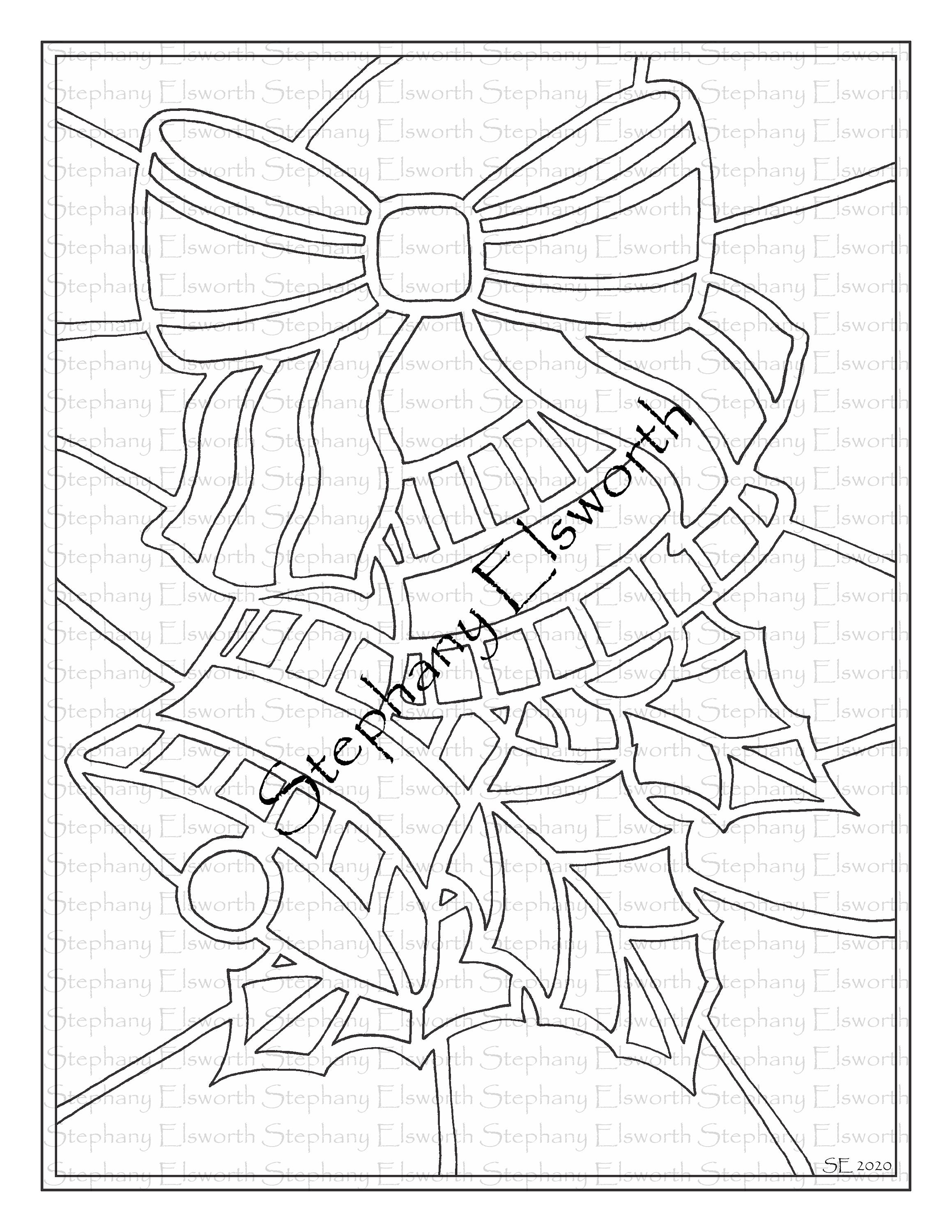 Stained Glass Printable Coloring Pages Christmas