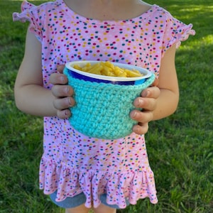 Crochet Pattern || Crochet Cozy Pattern for Microwaveable Macaroni and Cheese Bowl || Small Hot or Cold Bowl Cozy || DIGITAL ITEM