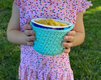 Crochet Pattern || Crochet Cozy Pattern for Microwaveable Macaroni and Cheese Bowl || Small Hot or Cold Bowl Cozy || DIGITAL ITEM