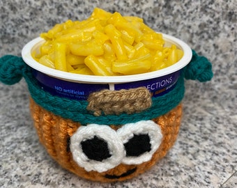 Crochet Pattern || Crochet Pumpkin Cozy Pattern for Microwaveable Macaroni and Cheese Bowl || Small Hot or Cold Bowl Cozy || DIGITAL ITEM