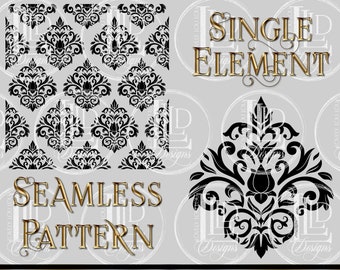 Floral Damask Seamless Pattern | Flower Damask Pattern | Baroque, Vintage, Custom Design | SVG, DXF, PNG Download for Cricut, Silhouette