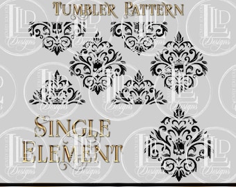 Skull Damask Tumbler Pattern | Floral, Baroque, Vintage, Victorian, Gothic Custom Design | SVG, DXF, PNG Download for Cricut, Silhouette