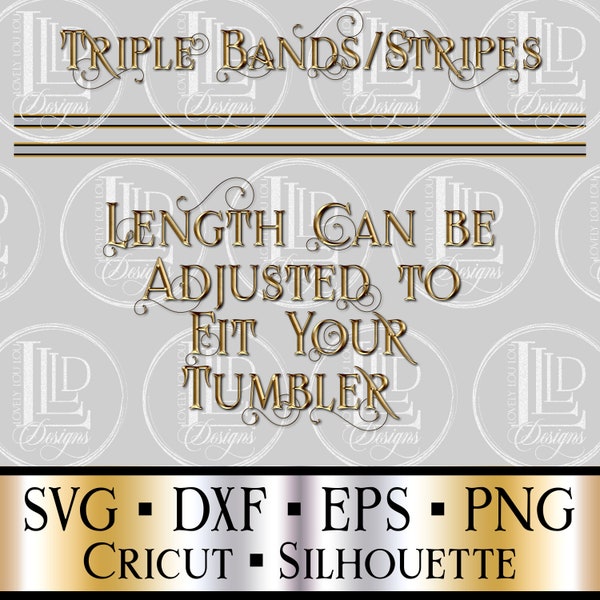 Triple Band Tumbler Pattern Instant Download | Adjustable Stripes for Sectioning Tumblers | SVG, DXF, PNG Digital file Cricut, Silhouette