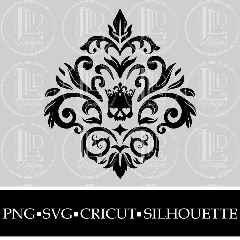 Download Damask Skull Floral Baroque Seamless Pattern Digital SVG ...