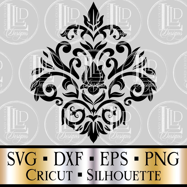 Download Clip Art Flower Damask Pattern Silhouette Dxf Svg Custom Design Png Download For Cricut Vintage Floral Damask Seamless Pattern Baroque Art Collectibles