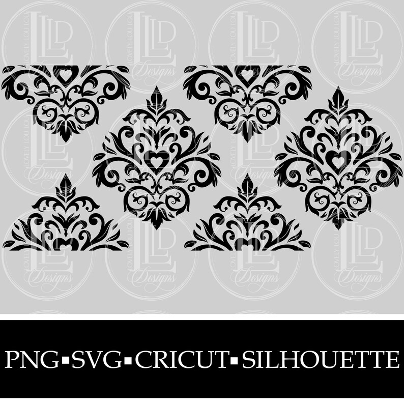 Download Damask Heart Floral Baroque Ornament PNG SVG Silhouette ...