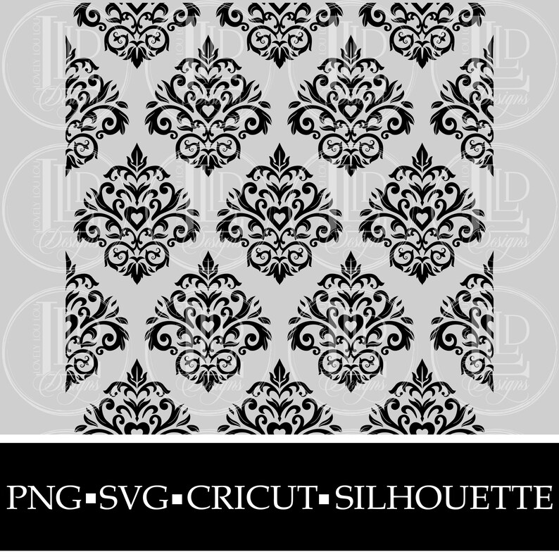 Download Damask Heart Floral Baroque Seamless Pattern PNG SVG ...