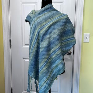 Handwoven Cotton and Tencel Wide Scarf/Wrap image 2
