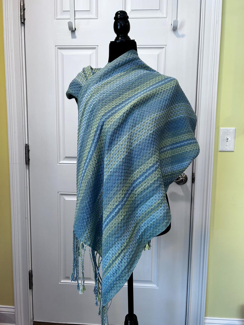 Handwoven Cotton and Tencel Wide Scarf/Wrap image 2